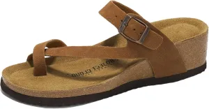 Project Cloud Genuine Leather Womens Sandals Wedge - Wedge Sandals & Slippers - Memory Foam Women Footwear Beach Essentials, Non-Slip Sandals for Women 2025