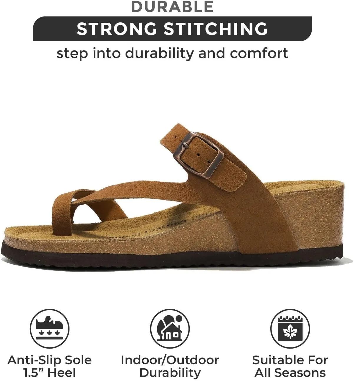 Project Cloud Genuine Leather Womens Sandals Wedge - Wedge Sandals & Slippers - Memory Foam Women Footwear Beach Essentials, Non-Slip Sandals for Women 2025