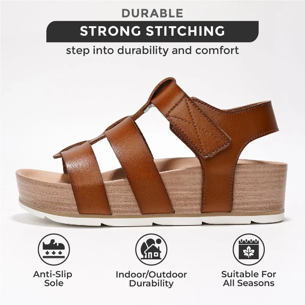 Project Cloud Platform Sandals Women - Comfortable Memory Foam Insole Ladies Wedges - Non Slip & Lightweight Strap Wedge Sandals for Women 2025 (Phased)