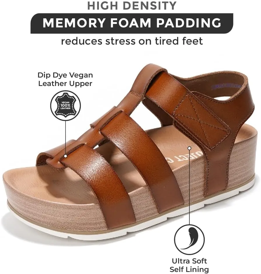 Project Cloud Platform Sandals Women - Comfortable Memory Foam Insole Ladies Wedges - Non Slip & Lightweight Strap Wedge Sandals for Women 2025 (Phased)