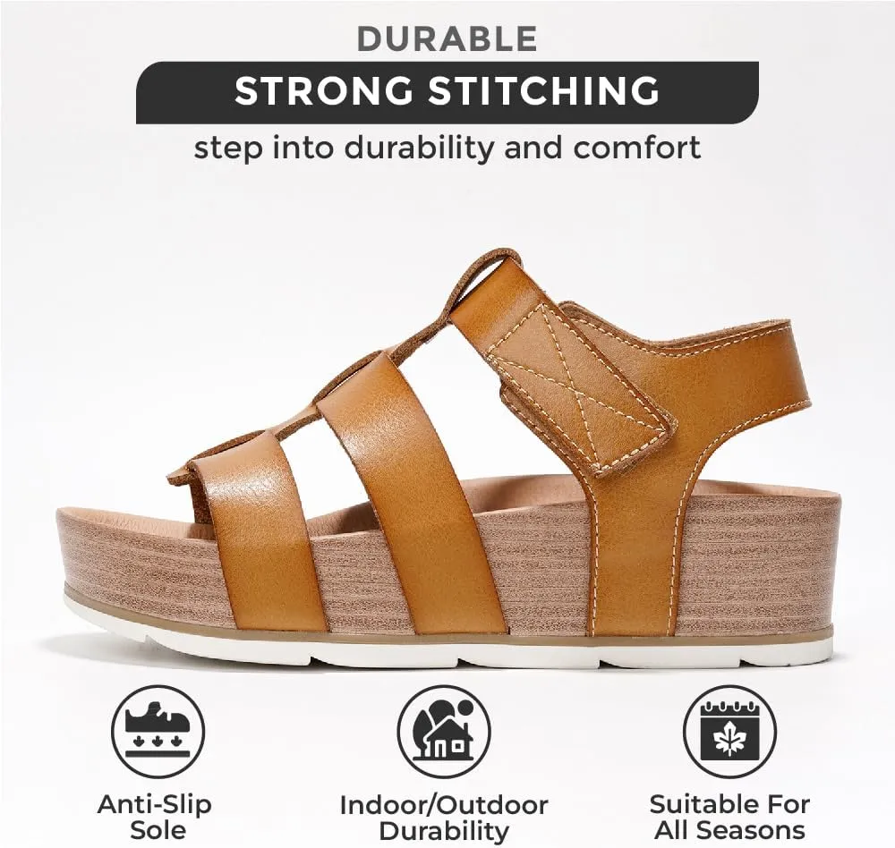 Project Cloud Platform Sandals Women - Comfortable Memory Foam Insole Ladies Wedges - Non Slip & Lightweight Strap Wedge Sandals for Women 2025 (Phased)