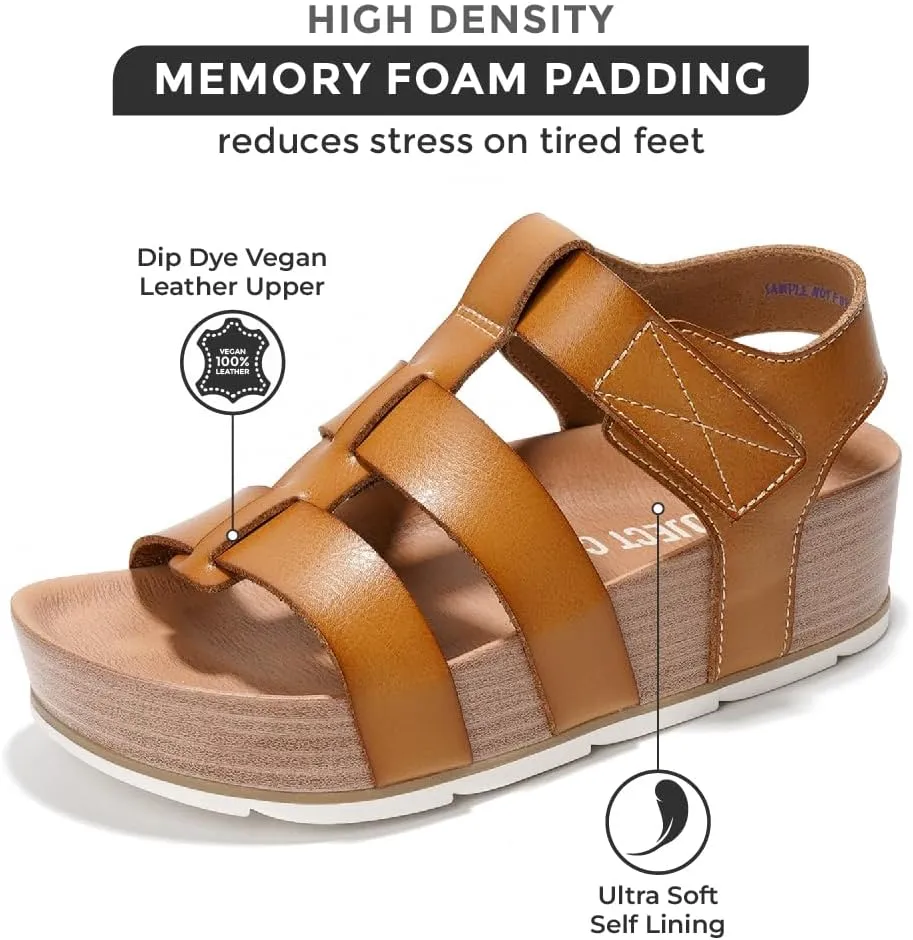 Project Cloud Platform Sandals Women - Comfortable Memory Foam Insole Ladies Wedges - Non Slip & Lightweight Strap Wedge Sandals for Women 2025 (Phased)