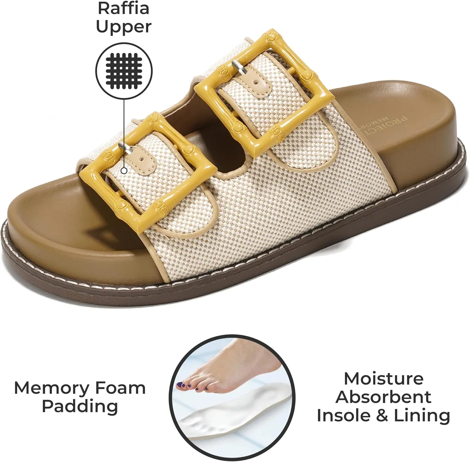 Project Cloud Platform Sandals Women Footwear - Comfortable Summer Slides Memory foam Insole with Adjustable Straps - Casual Wear Womens Sandals (Sharl)