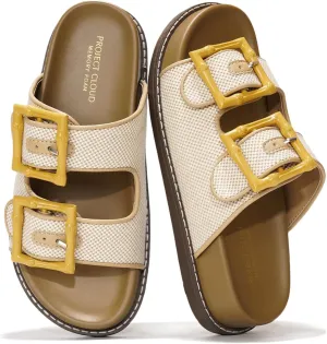 Project Cloud Platform Sandals Women Footwear - Comfortable Summer Slides Memory foam Insole with Adjustable Straps - Casual Wear Womens Sandals (Sharl)