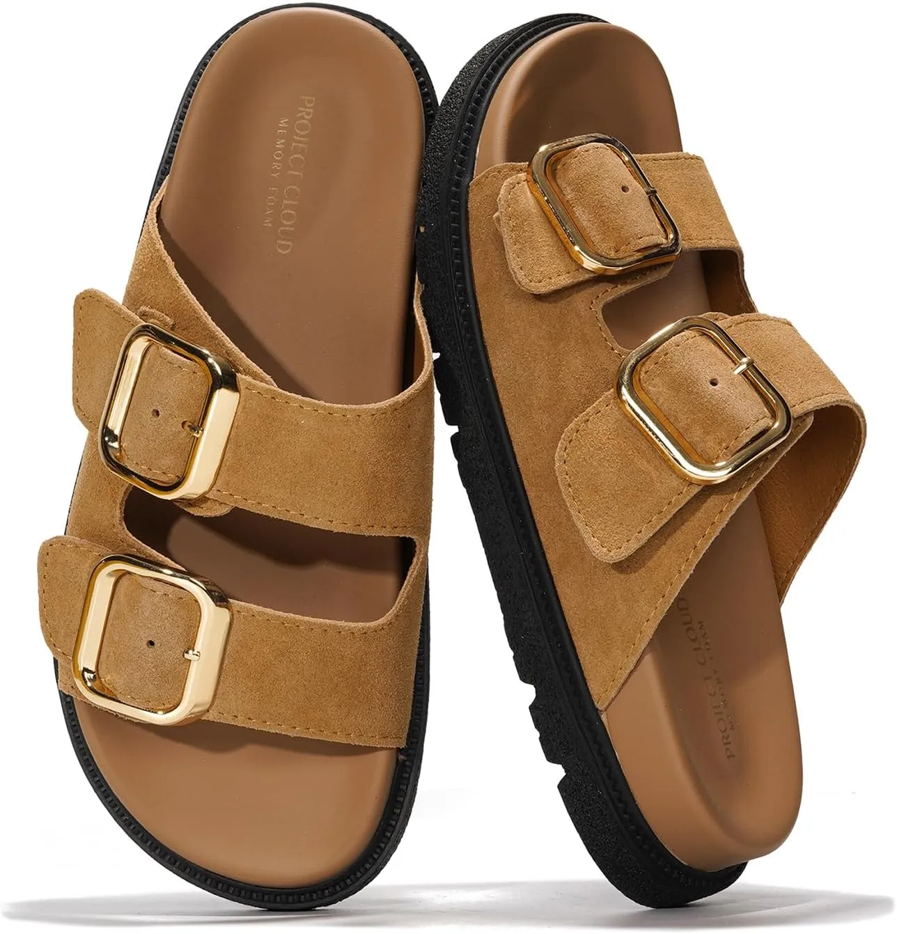 Project Cloud Platform Sandals Women Footwear - Comfortable Summer Slides Memory foam Insole with Adjustable Straps - Casual Wear Womens Sandals (Sharl)