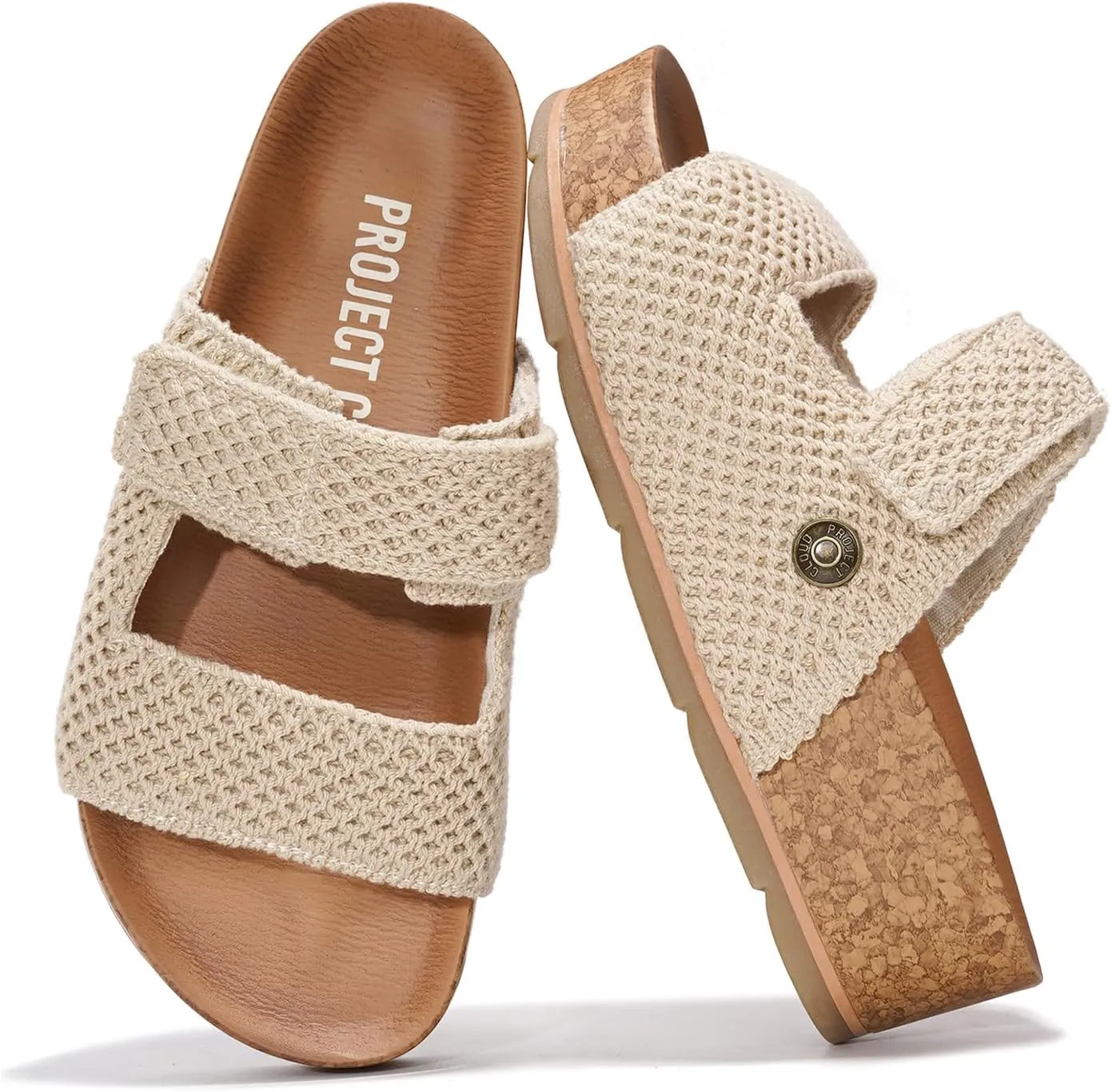 Project Cloud Platform Sandals Women Footwear - Genuine Leather Beach Summer Wedges with Comfortable Memory Foam Insole - Non Slip & Lightweight Wedge Sandals for Women 2025 (Pismo)