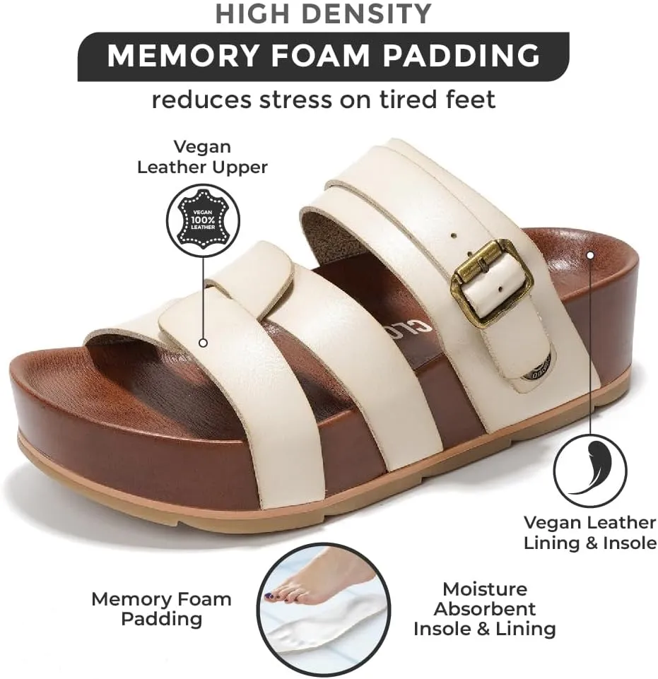 Project Cloud Platform Sandals Women Footwear - Memory Foam Insole and Lightweight Beach Wedges - Non Slip and Comfortable Strappy Wedge Sandals for Women 2025 (Proud)