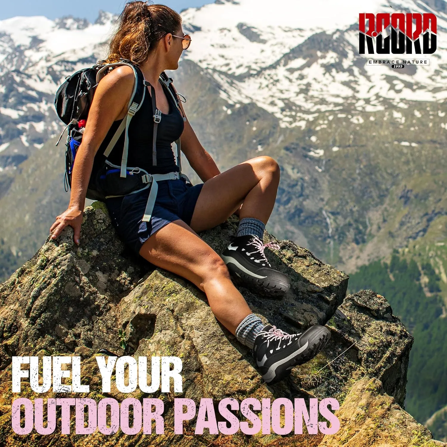 R CORD Hiking Boots Women Waterproof Ankle Support Womens Hiking Boots Backpacking Boots Breathable Non-slip Durable Hiking Boots for Outdoors