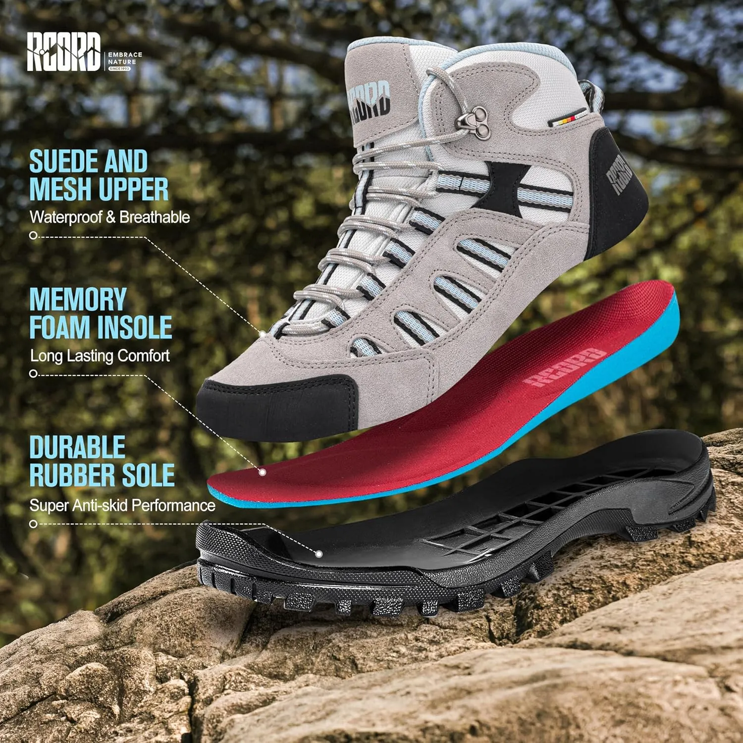 R CORD Hiking Boots Women Waterproof Non-Slip Womens Hiking Shoes Comfortable Outdoor Womens Hiking Boots Walking Boots Hiking Shoes Women