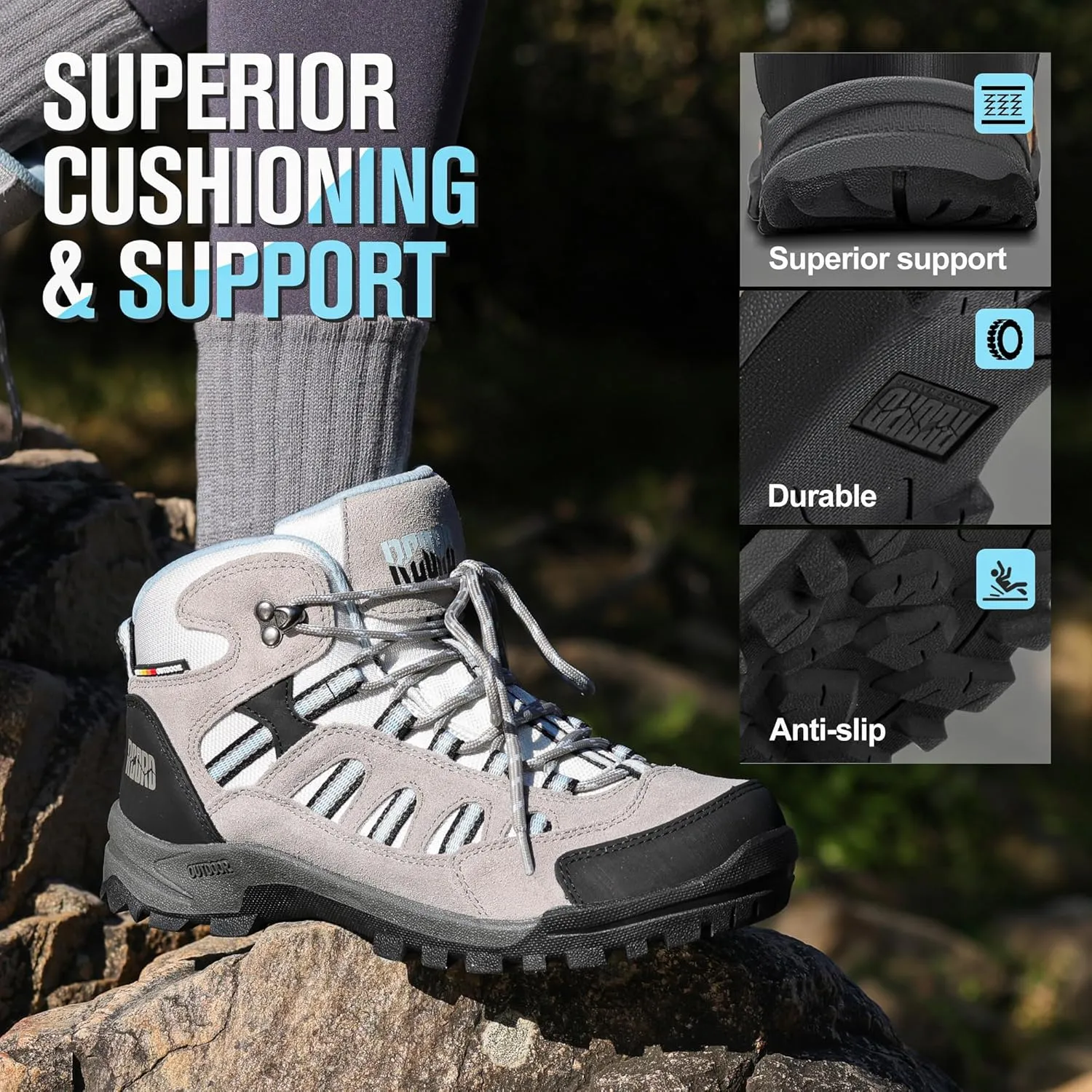 R CORD Hiking Boots Women Waterproof Non-Slip Womens Hiking Shoes Comfortable Outdoor Womens Hiking Boots Walking Boots Hiking Shoes Women