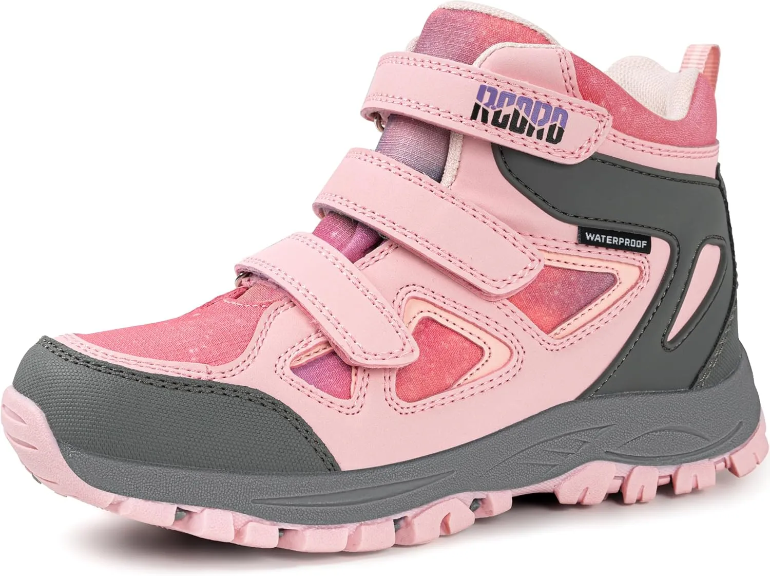 R CORD Kids Hiking Boots Girls Hiking Boots Waterproof Non-Slip for Outdoor Lace-Up Closure Durable TPR Traction Outsole Kids Hiking Shoes