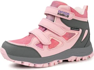 R CORD Kids Hiking Boots Girls Hiking Boots Waterproof Non-Slip for Outdoor Lace-Up Closure Durable TPR Traction Outsole Kids Hiking Shoes