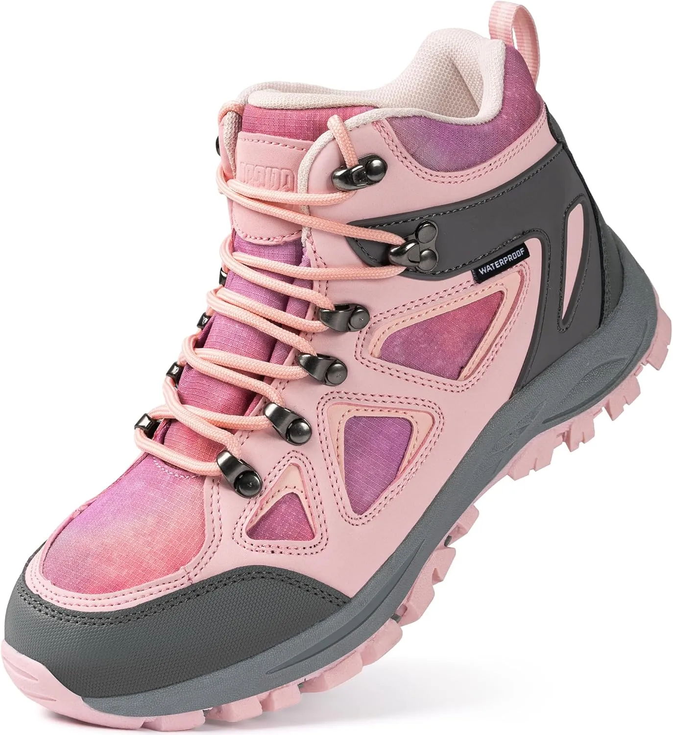 R CORD Kids Hiking Boots Waterproof Durable TPR Traction Outsole Anti-Skid Athletic Lace Up Hiking Shoes for Outdoor Adventure