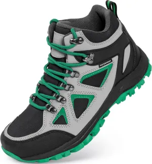 R CORD Kids Hiking Boots Waterproof Durable TPR Traction Outsole Anti-Skid Athletic Lace Up Hiking Shoes for Outdoor Adventure
