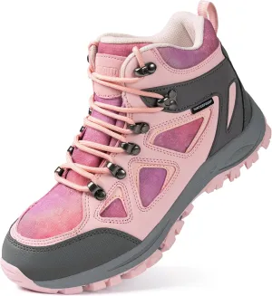 R CORD Kids Hiking Boots Waterproof Durable TPR Traction Outsole Anti-Skid Athletic Lace Up Hiking Shoes for Outdoor Adventure