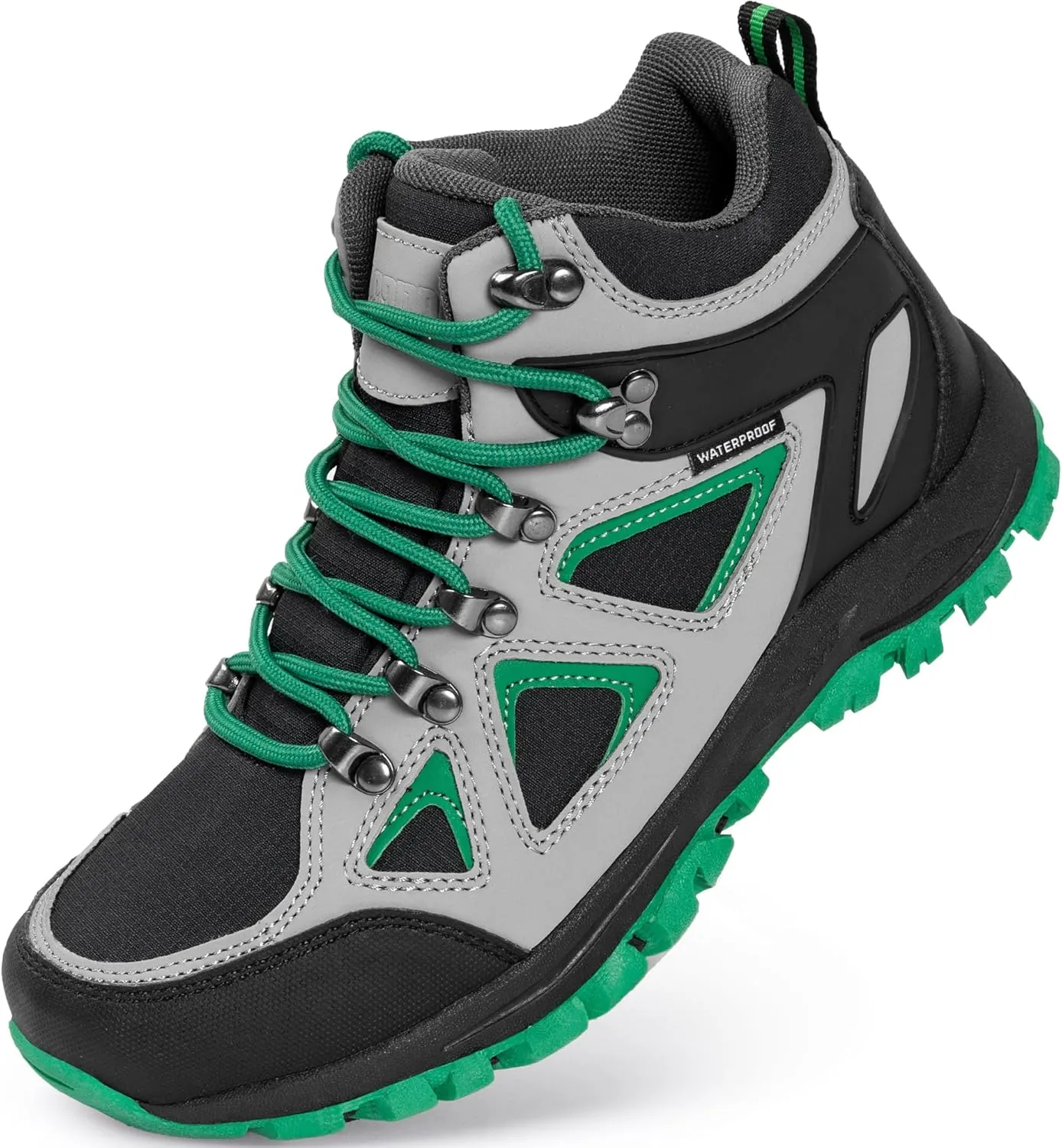 R CORD Kids Hiking Boots Waterproof Durable TPR Traction Outsole Anti-Skid Athletic Lace Up Hiking Shoes for Outdoor Adventure