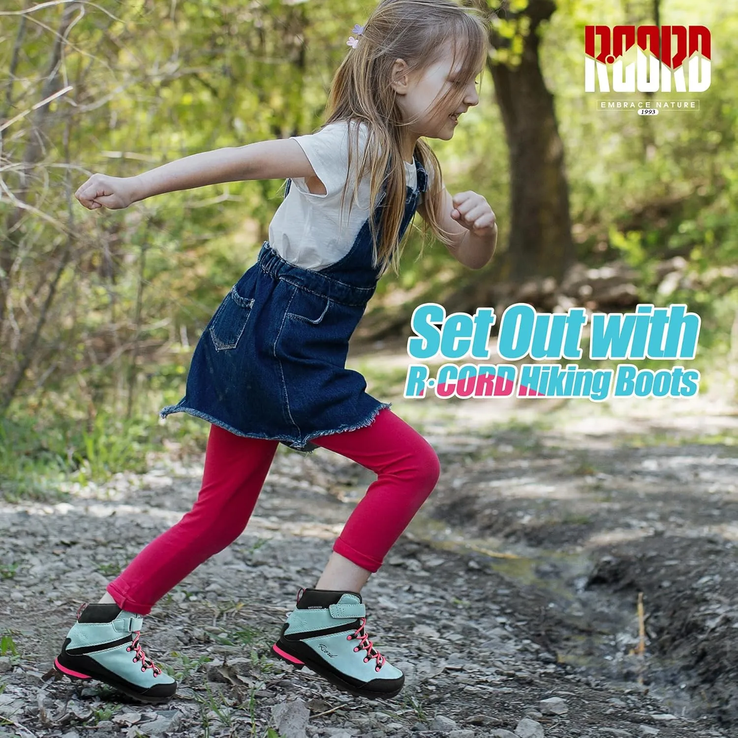 R CORD Kids Hiking Boots Waterproof Girls Boys Hiking Shoes Anti-Skid Athletic Hook and Loop Closure