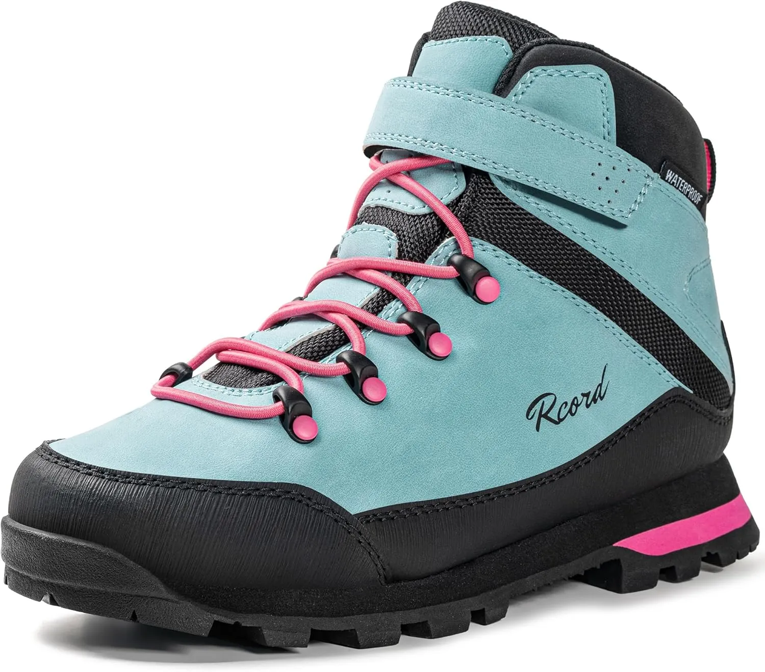 R CORD Kids Hiking Boots Waterproof Girls Boys Hiking Shoes Anti-Skid Athletic Hook and Loop Closure