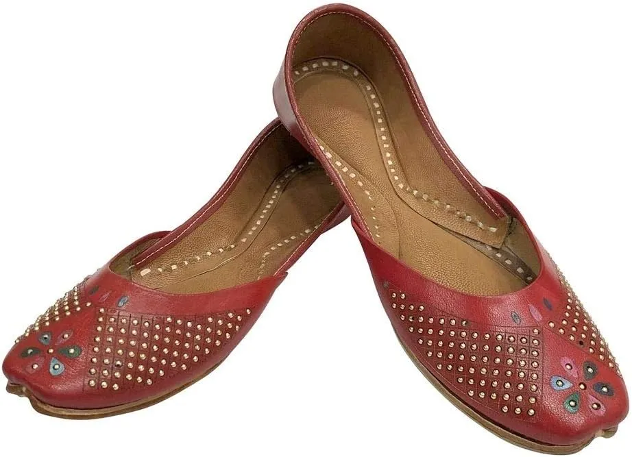 Red Punjabi Jutti for Ladies Ethnic Khussa Handmade Mojari Designer Khussa Jutti