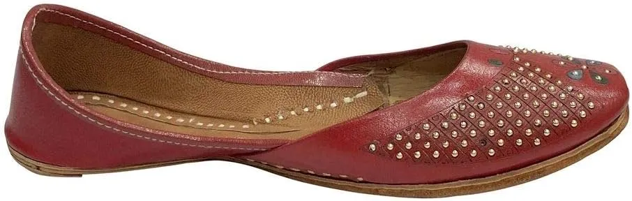 Red Punjabi Jutti for Ladies Ethnic Khussa Handmade Mojari Designer Khussa Jutti