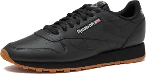 Reebok Classic Leather Sneakers White Tennis Mens Shoes, Core Black/Pure Grey5/Reebok Gum3, 8.5