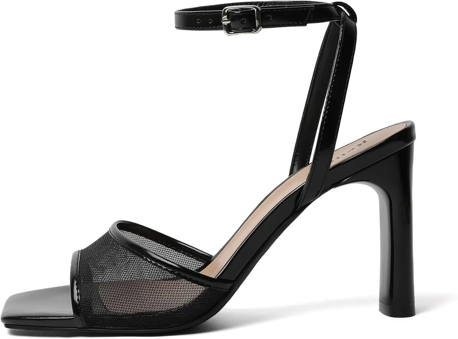 Reitoye Womens Heels Square Open Toe Chunky High Heels Strappy Ankle Strap Heeled Sandals for Women Dress Party Wedding