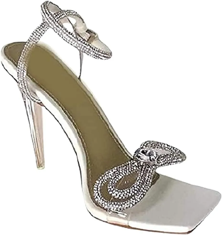 Rhinestone Clear High Heel Sandals for Women- Sugar Coated