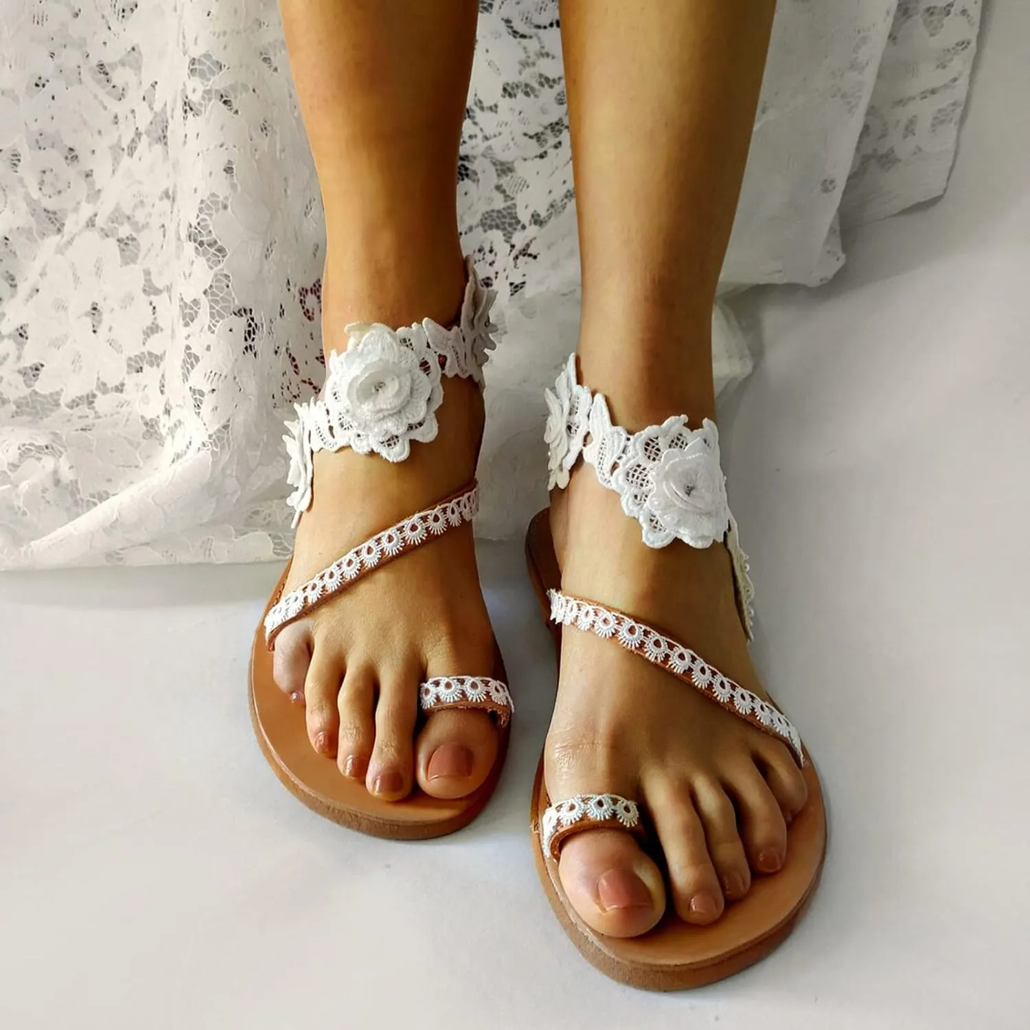 Rhinestone Sandals for Women Dressy Sandals for Wedding Pearl and Rhinestone Shoe Strappy Beach Wedding Shoes Sandals Women Dressy Summer Flat