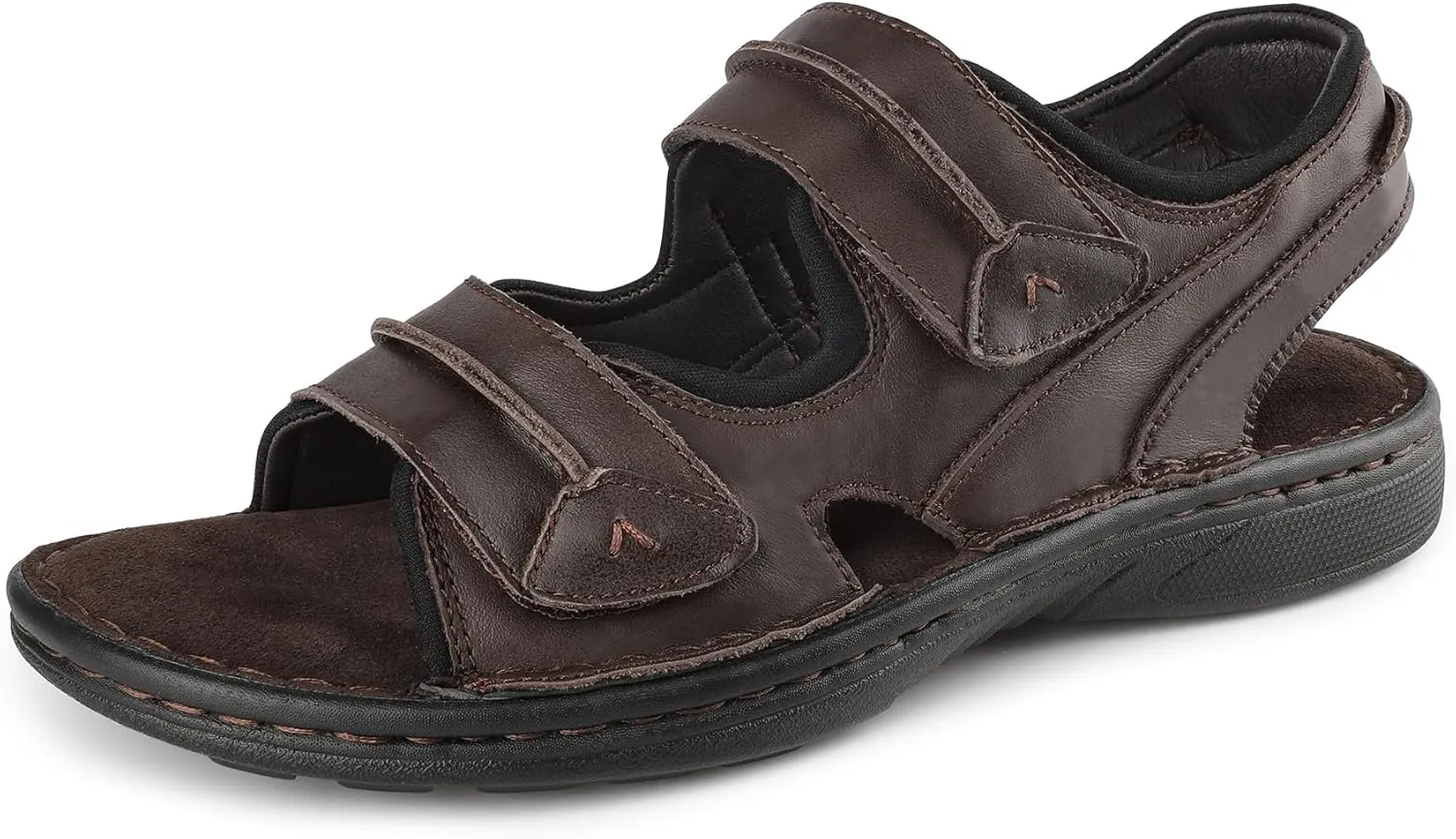 riemot Men's Sandals Leather Casual Open Toe Beach Sandal Summer Outdoor Walking Hiking Fisherman Sandals with Adjustable Strap