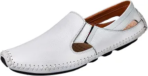 rismart Men's Leather Driving Loafers Comfort Slip on Moccasin Walking Shoes