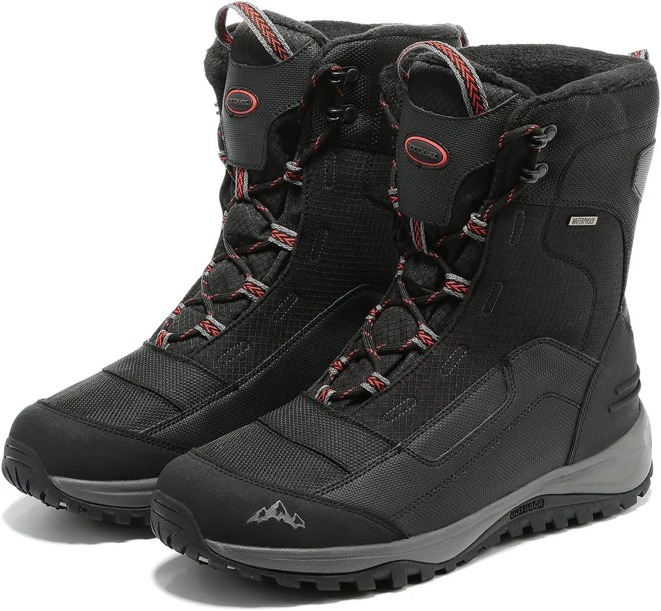 ROCKMARK Men's Winter Snow Boots Outdoor Warm Mid Calf Waterproof Durable Boot Non-Slip Warm Climbing Shoes