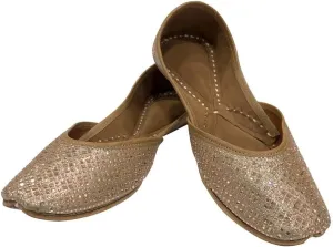 Rose Gold Punjabi Jutti Women Bridal Mojari Handmade Sandals Jootis Bohemian Indian Khussa Khussa Shoes