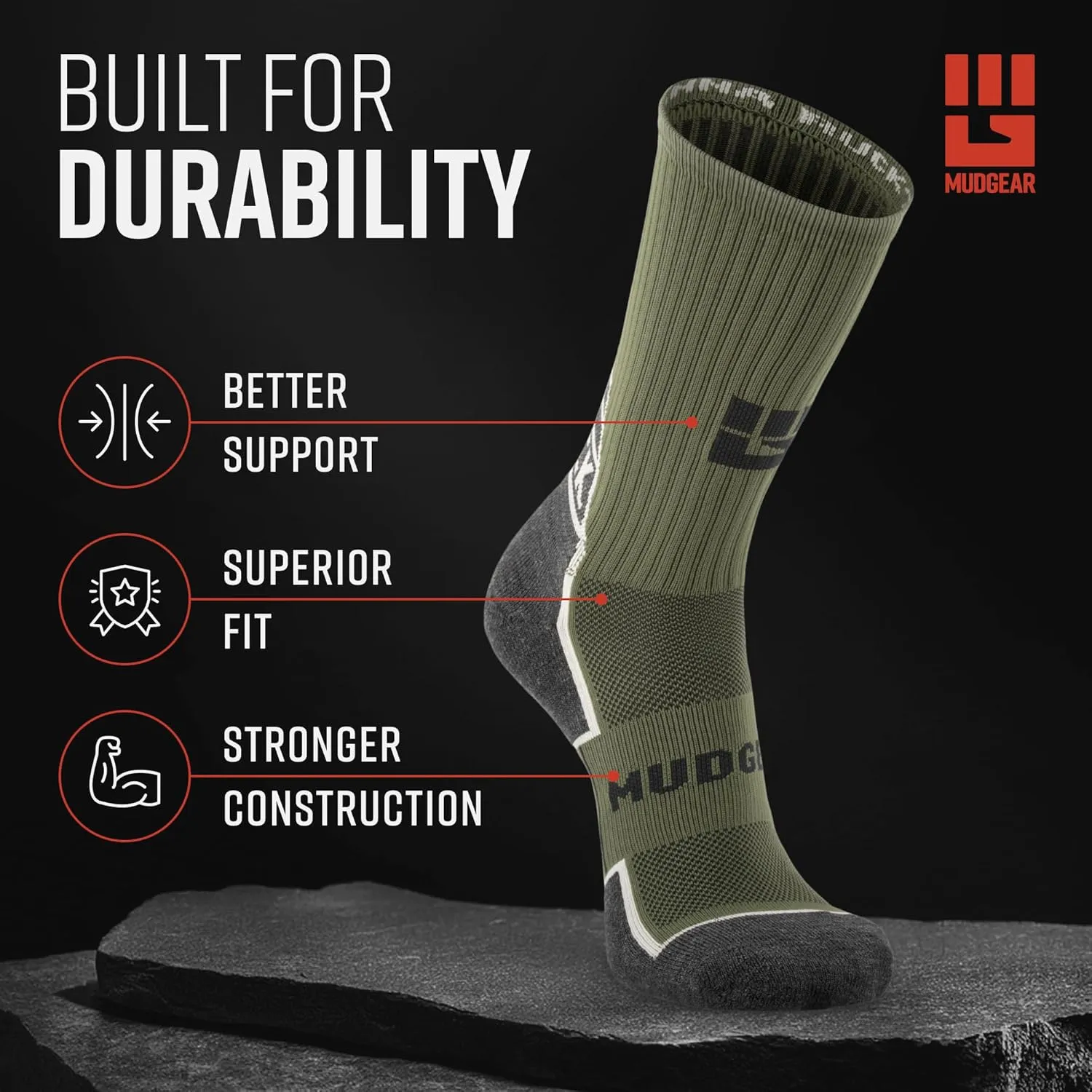 Ruck Socks, Merino Wool Tactical Boot Socks for Military, Rucking, Hiking, and Outdoor Adventures, USA-Made Crew Socks