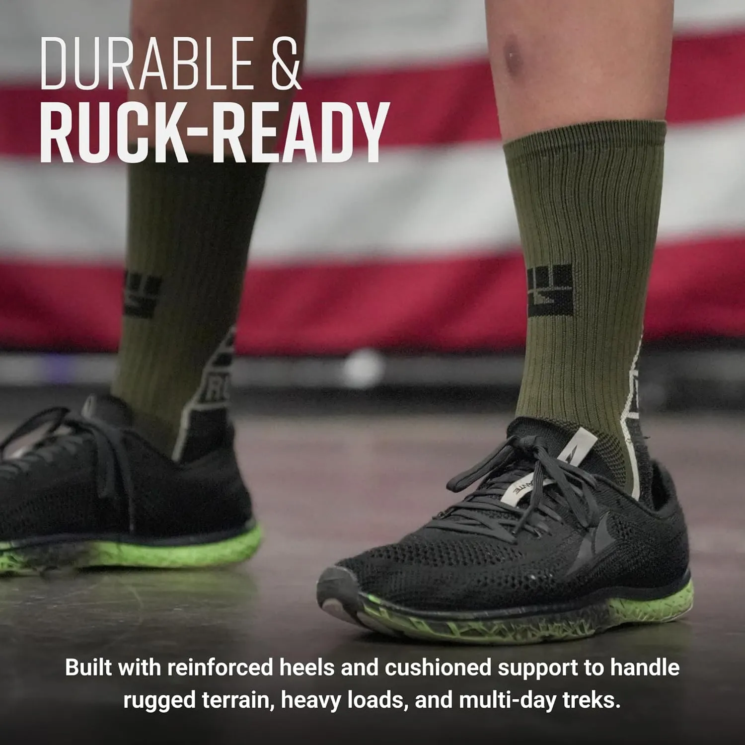 Ruck Socks, Merino Wool Tactical Boot Socks for Military, Rucking, Hiking, and Outdoor Adventures, USA-Made Crew Socks