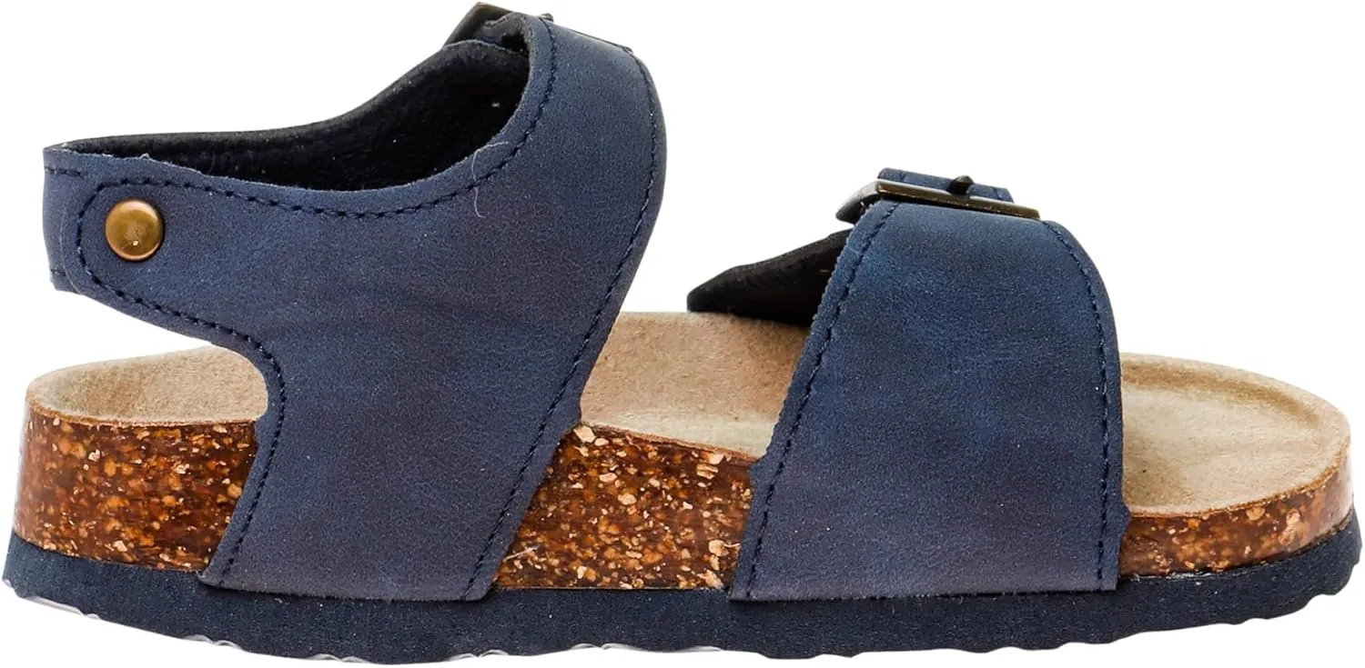 Rugged Bear Kids Sandals Cork Double Buckle Slides Summer Sandals for Boys Size 5-10 Toddler