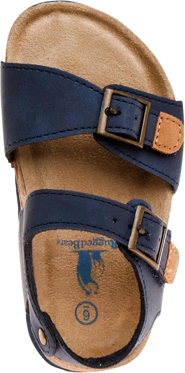 Rugged Bear Kids Sandals Cork Double Buckle Slides Summer Sandals for Boys Size 5-10 Toddler
