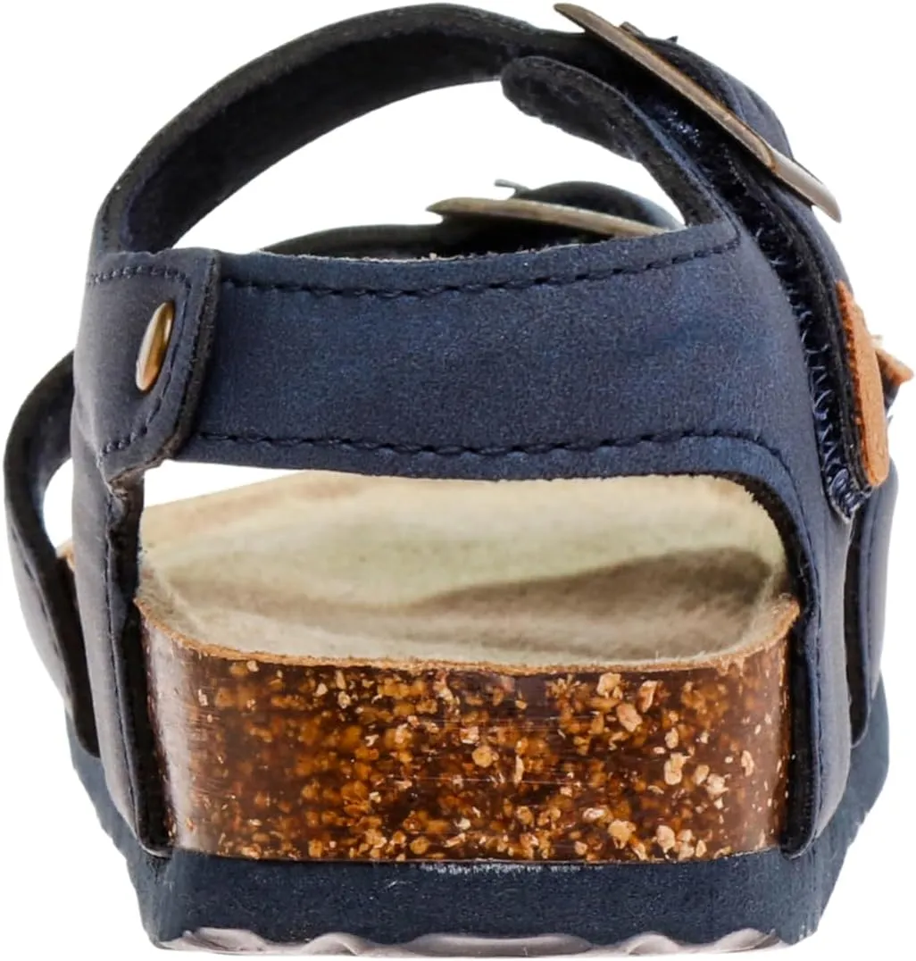 Rugged Bear Kids Sandals Cork Double Buckle Slides Summer Sandals for Boys Size 5-10 Toddler