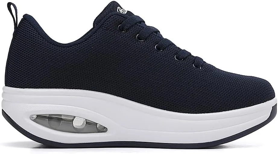 RUIDENG Walking Shoes for Women Air Cushion Nurse Slip Resistant Work Running Sneakers Platform Sneakers Comfortable Rocker Thick-Soled Weight Light