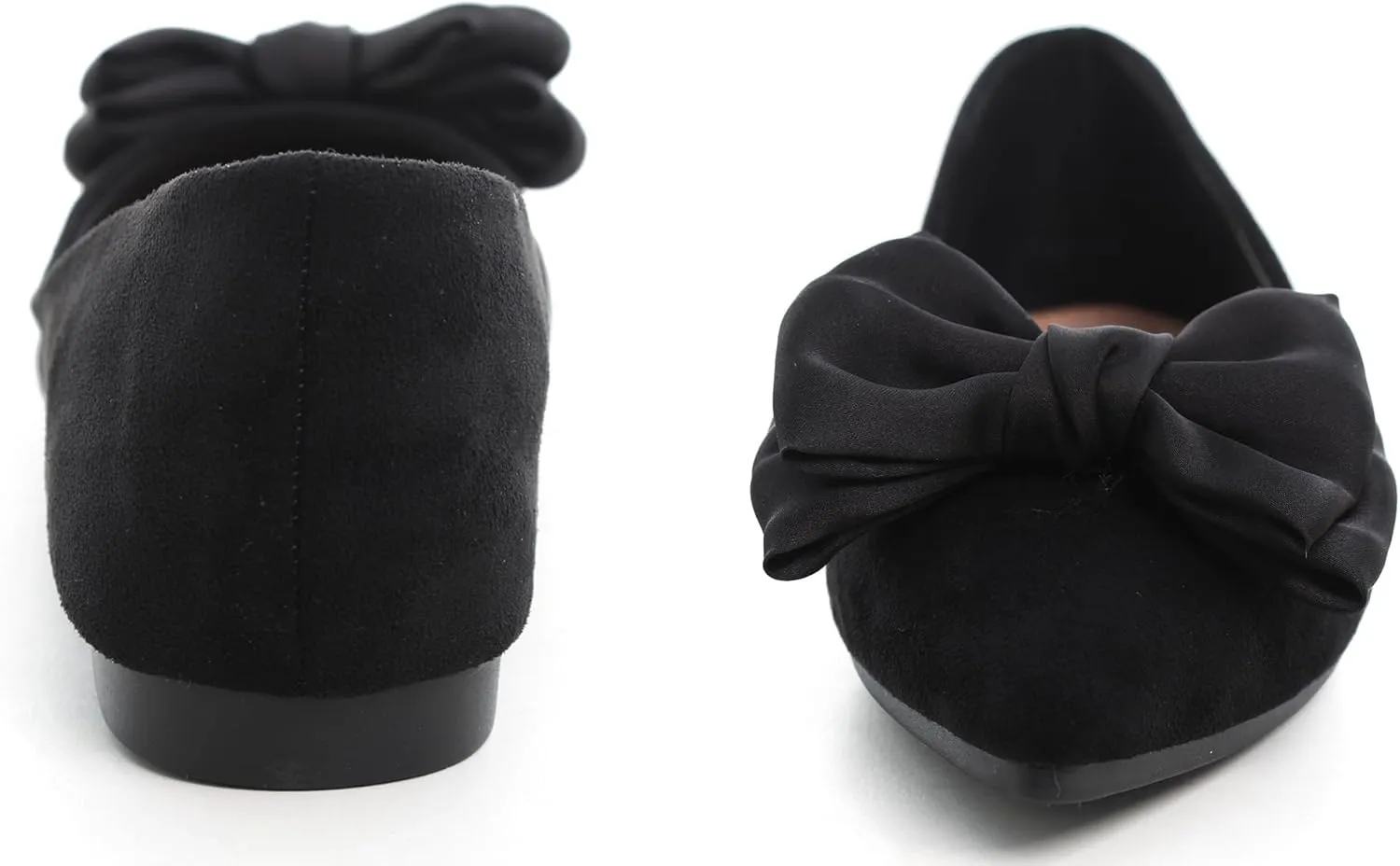 SAILING LU Womens Pointed Toe Ballet Flats Cute Bow-Knot Comfortable Loafers Formal Business Suede Slip On Dressy Walking Shoes