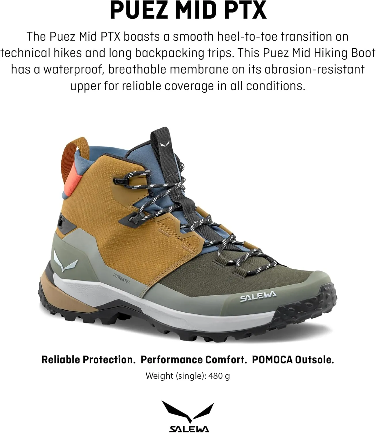 Salewa Men's Puez 2 Mid Powertex Boots - Waterproof Hiking & Trekking Boot