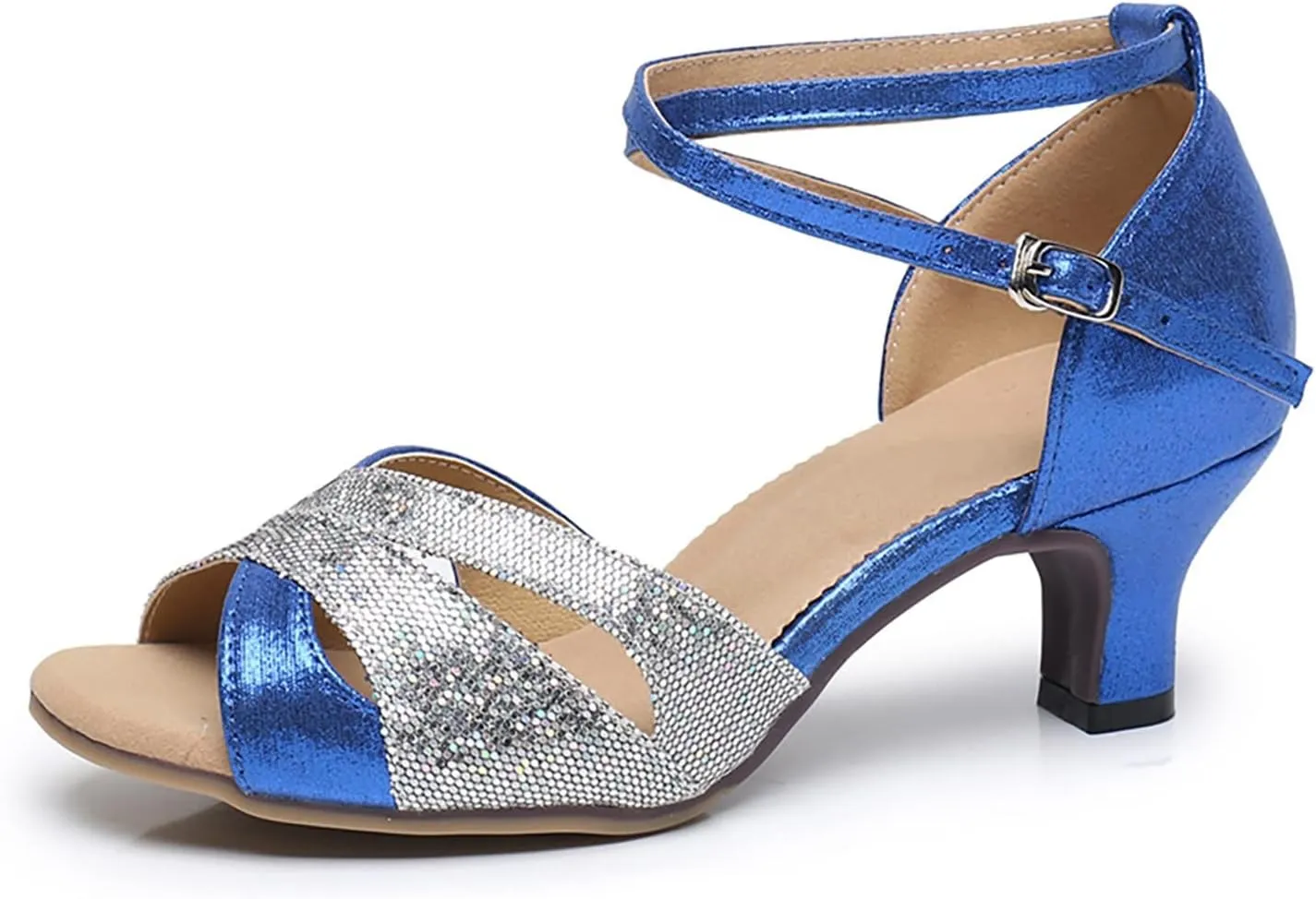 Sandals for Women 2025 Latin Dance Shoes Glitter Comfortable Evening Sandals Buckle Wedding Heels for Bride