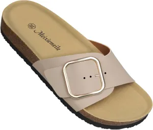 Sandals for Women Memory Foam Insole Womens Sandals Comfortable Genuine Leather Sandals Classic Cork Antislip Slippers