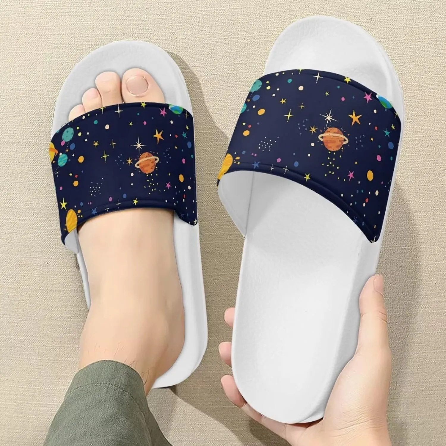 Sandals Slides for Women Non Slip Slippers Lightweight Casual Peep Toe White Sole Summer Shoes Beach Slides