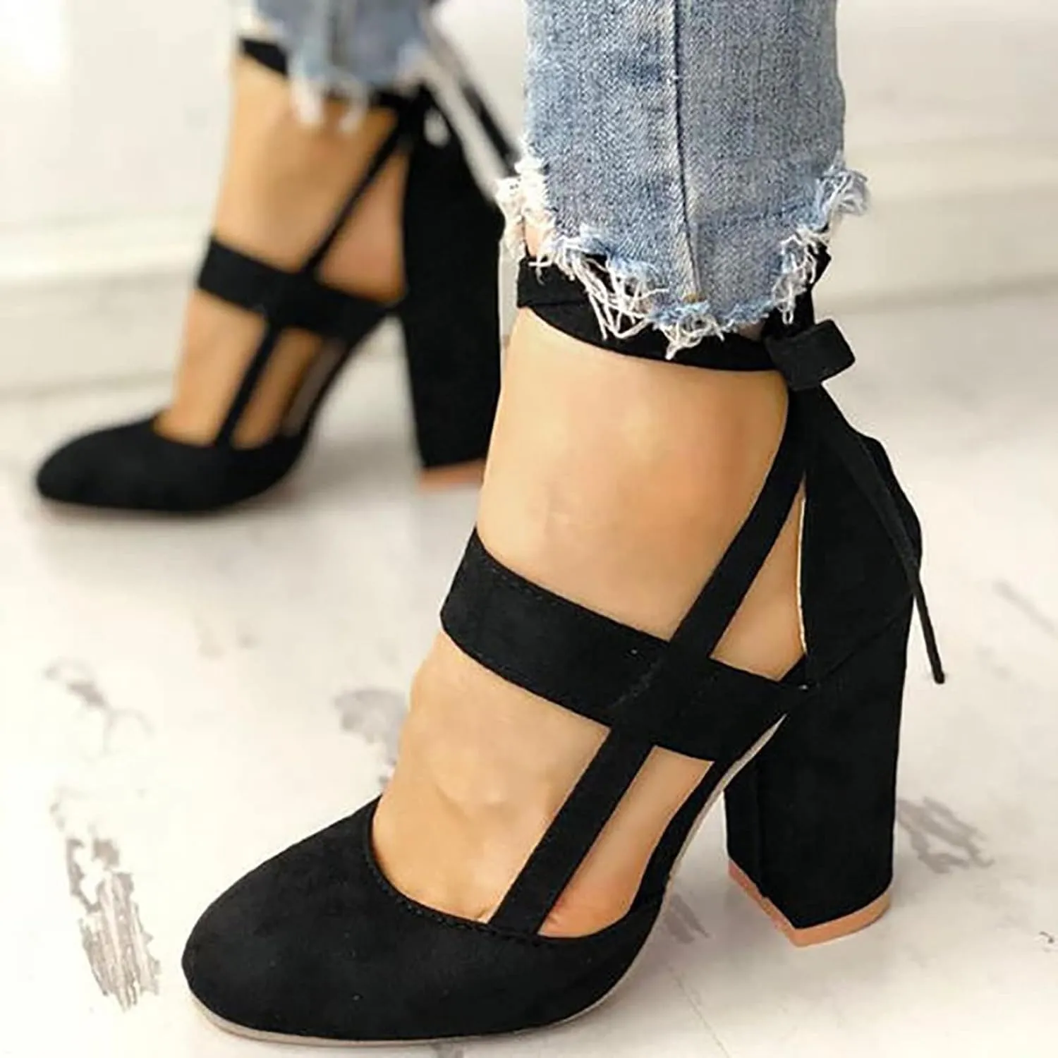 Sandals Women Fashion Heels, Sexy High Heel Open Toe Pointed Party Sandals, Summer Dressy Low Hollowed Out Lace Up Chunky Block Platform Dress Comfortable Strappy Heels Sandal
