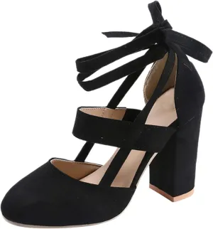 Sandals Women Fashion Heels, Sexy High Heel Open Toe Pointed Party Sandals, Summer Dressy Low Hollowed Out Lace Up Chunky Block Platform Dress Comfortable Strappy Heels Sandal