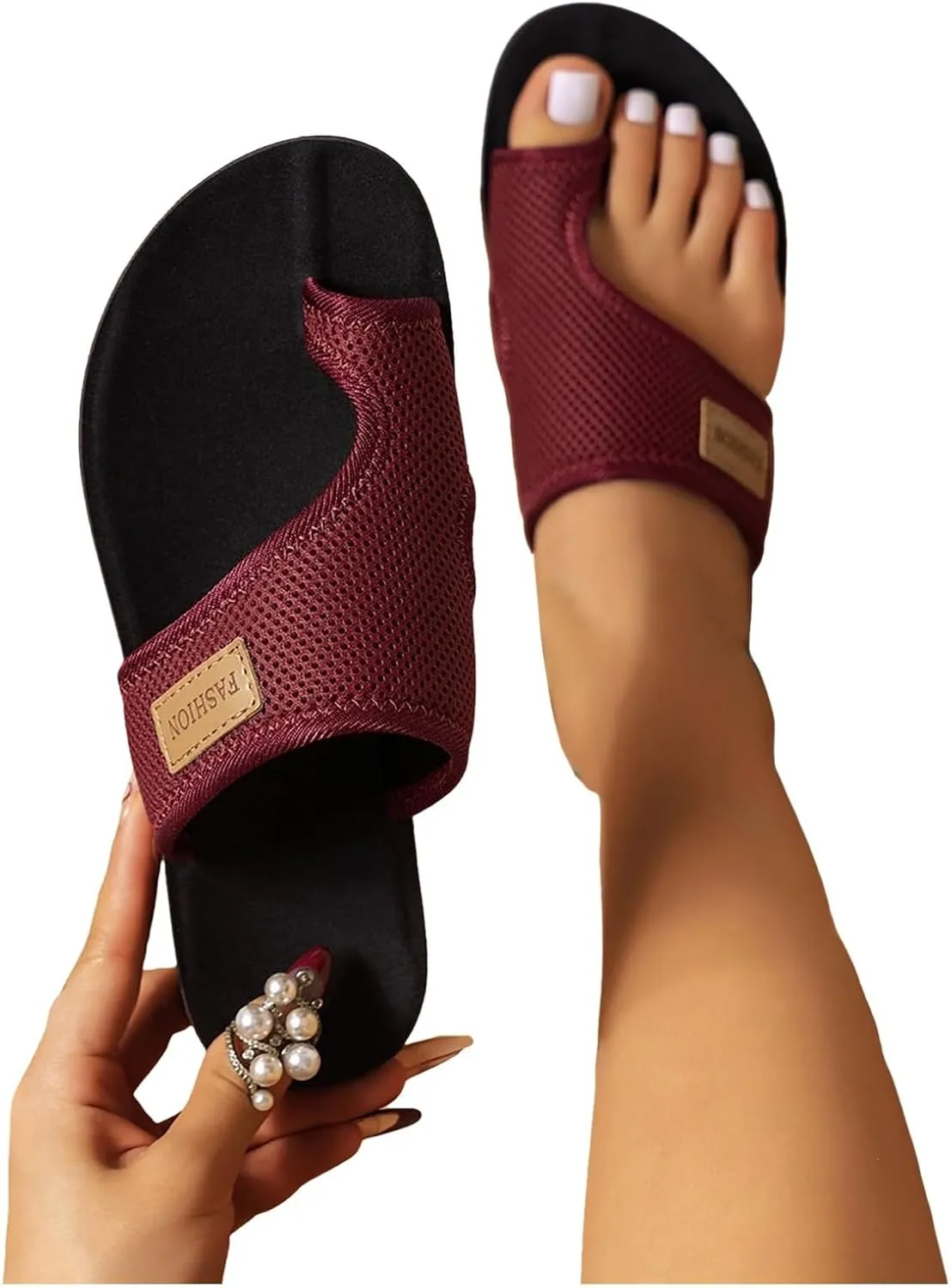 Sandals Women's Summer Comfortable, Toe Flip Flops Elegant Black Trekking Shoes Beach
