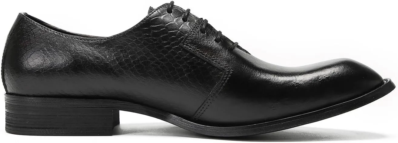 Santimon Dress Shoes for Men Oxfords Formal Business Leather Wingtip Derby Fashion Prom Crocodile Printed Wedding Tuxedo Shoes