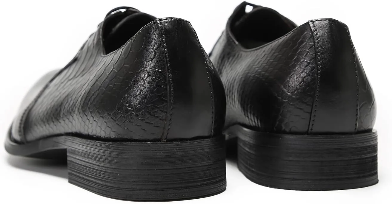 Santimon Dress Shoes for Men Oxfords Formal Business Leather Wingtip Derby Fashion Prom Crocodile Printed Wedding Tuxedo Shoes