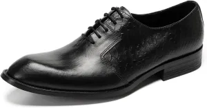 Santimon Dress Shoes for Men Oxfords Formal Business Leather Wingtip Derby Fashion Prom Crocodile Printed Wedding Tuxedo Shoes