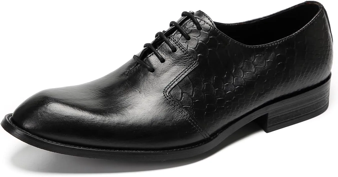 Santimon Dress Shoes for Men Oxfords Formal Business Leather Wingtip Derby Fashion Prom Crocodile Printed Wedding Tuxedo Shoes